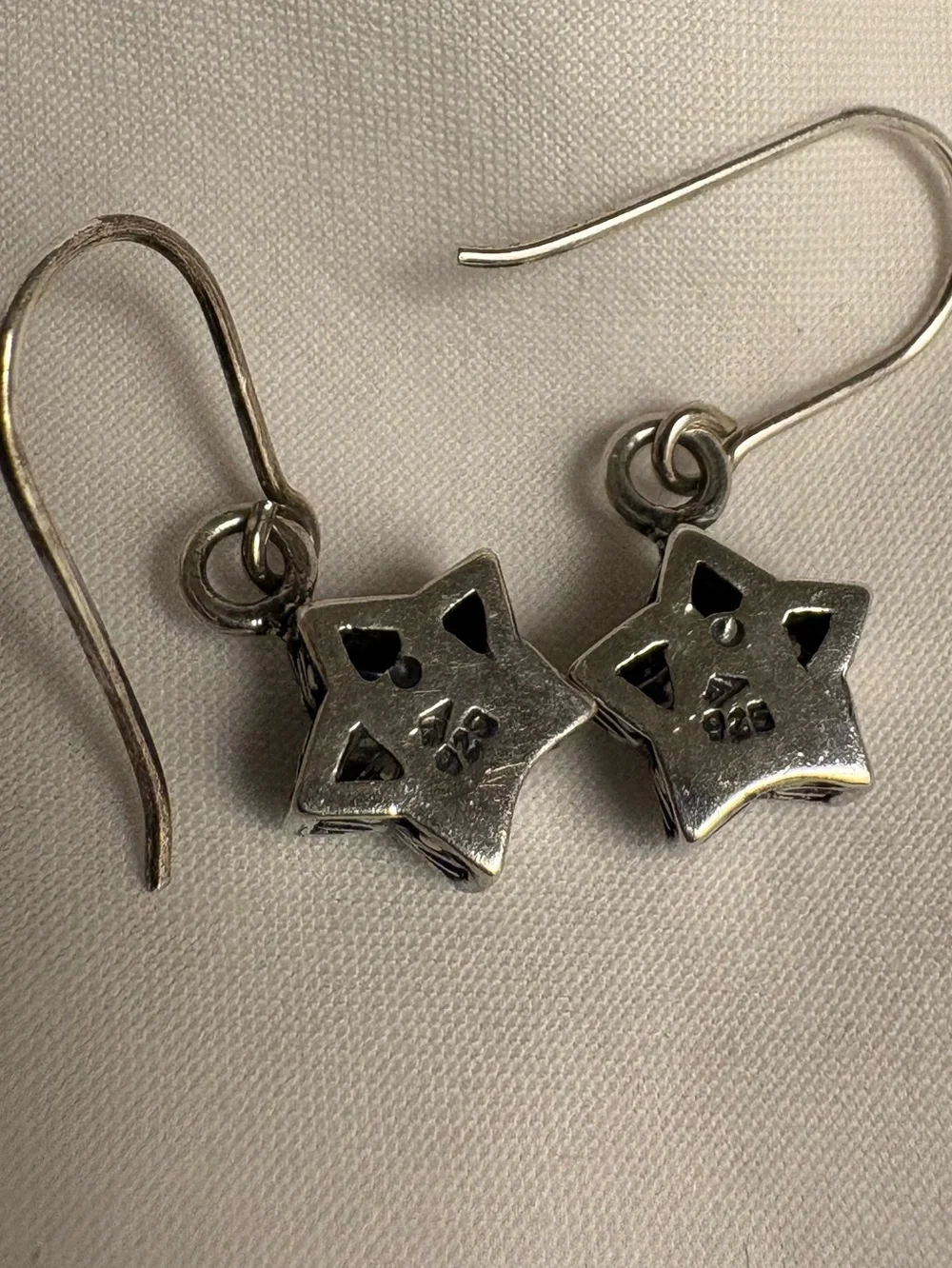Retired Silpada W1236 Lucky Star 925 Sterling Silver CZ Dangle Earrings